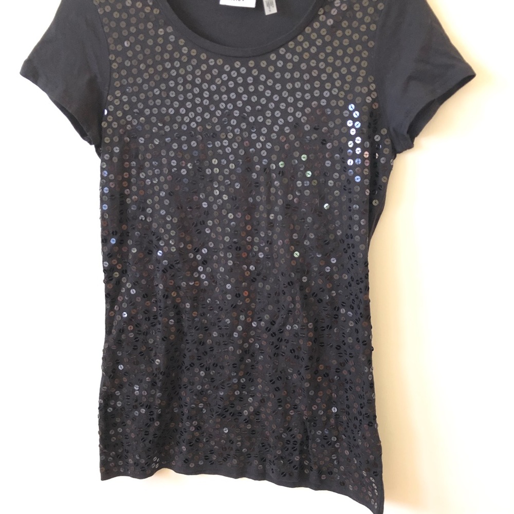 Dknyc Basic Black Sequin Tee Nwot - image 4